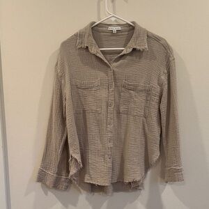Women's Beige Button Down Shirt